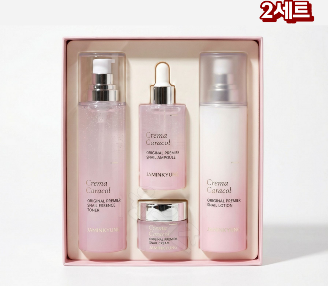 자민경 크레마카라콜 그린티 달팽이 보습탄력 스킨케어 4종세트+ 마스크팩 1매 기획 쇼핑팩 포함, 2세트