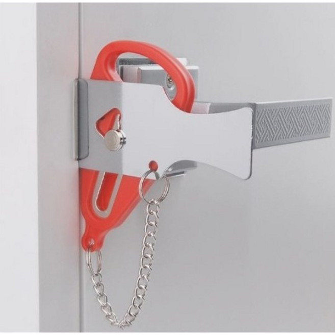 도어락 휴대용 호텔 잠금 장치 자기방어 여행 스톱퍼, 레드, 1개