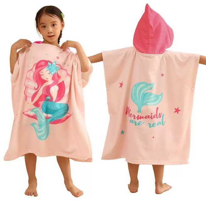 兒童連帽浴巾衣 紫玉蘭 XPF001, 1個, 人魚公主
