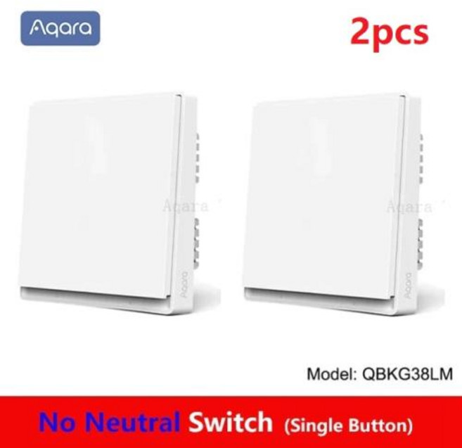 Aqara 스마트 벽 스위치 E1 ZigBee 3.0 Xiaomi Mi Home homek APP 용 중립 없음 스마트 홈 무선 키 라이트 스위치, [04] No Neutral 2key 2pcs