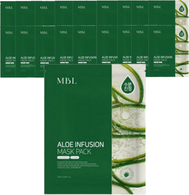 엠비엘 알로에 인퓨전 진정케어 수분충전 마스크팩, 100개