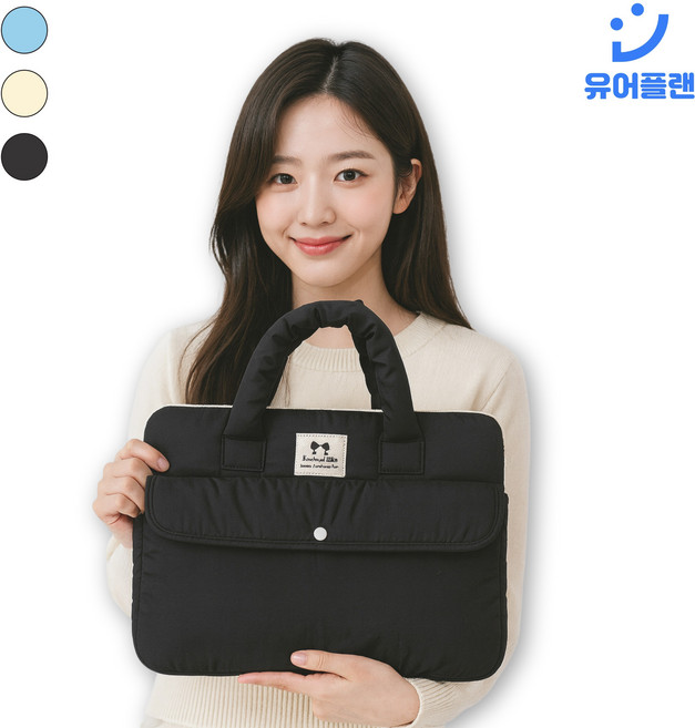 유어플랜 예쁜 포켓 아이패드파우치 노트북가방, 1개, 블랙