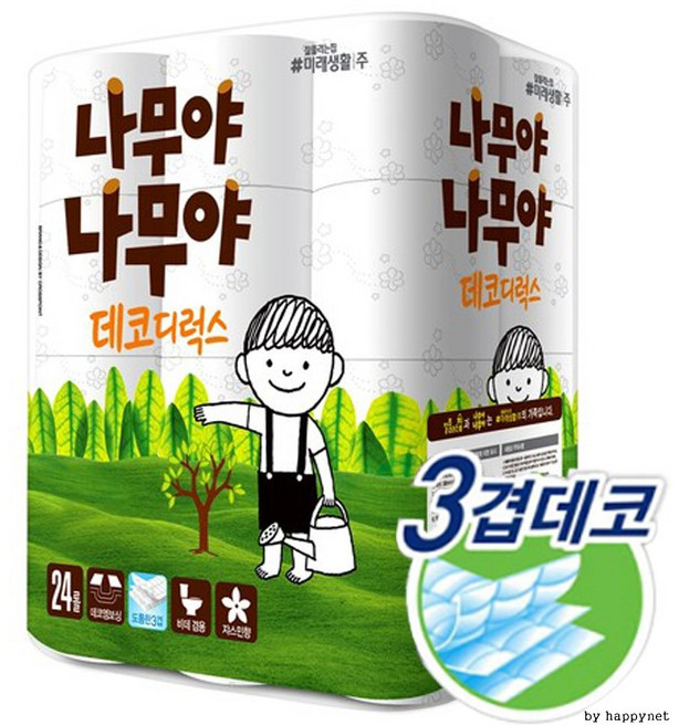 먼지날림 적은 미래생활 나무야나무야 도톰한3겹데코 25mx24롤1+1, 24개입, 48개