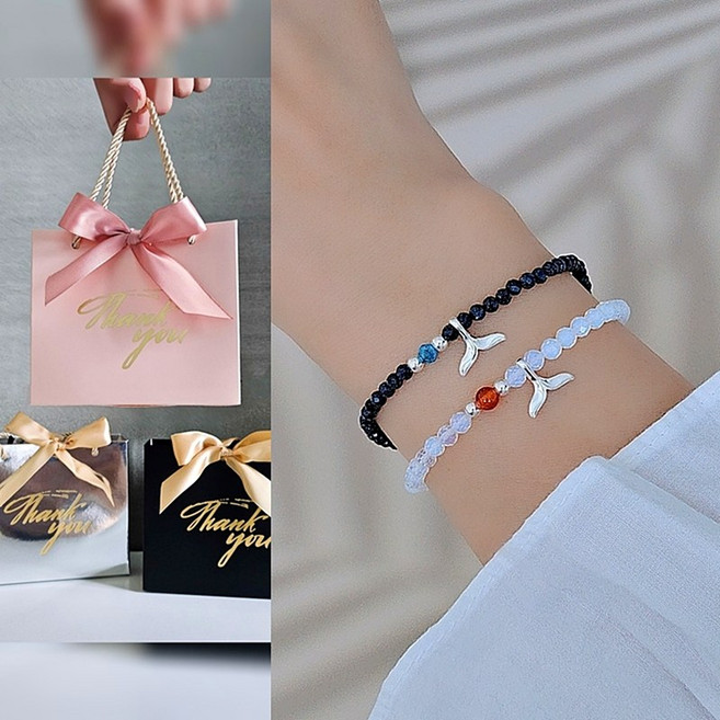 이스테리 실버925 돌고래 고래꼬리 천연석 은팔찌 행운 수능 합격 기원 소원 재물