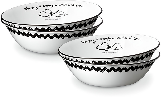 코렐 스누피 & 찰리 에디션 식기세트 4p, 혼합색상, 면기 대 4p, 1세트