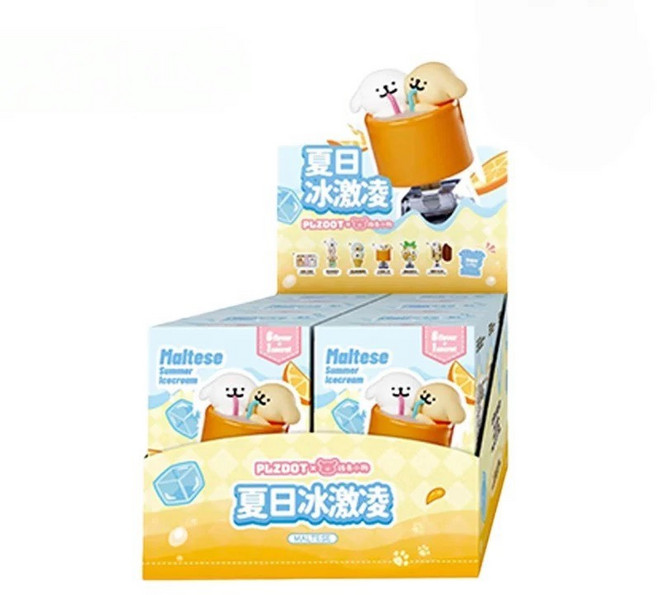 PLZDOT 線條小狗 夏日冰淇淋系列 迷你盲盒 公仔, 1個, 一中盒(請下標6次) X1B05