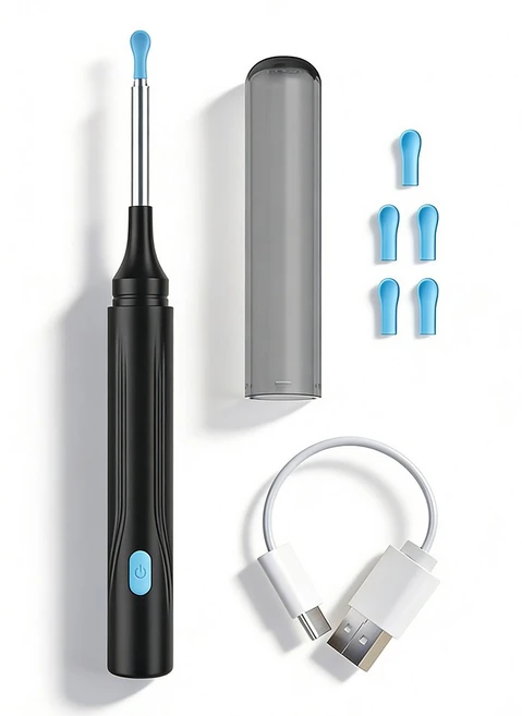 SILUNA 360도 고화질 내시경 귀이개 안전한 실리콘 헤드 다양한 부위 사용 가능 블랙, 1개, 1개입 - 쿠팡