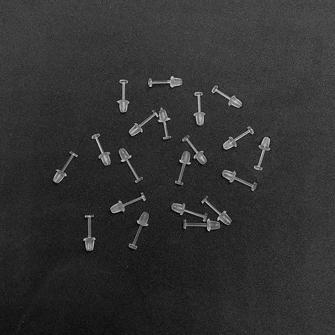 全店精選 男女養耳洞塑料耳棒耳釘 防堵膠棒耳棍 女硅膠防塞 隱形耳棒, 3mm平頭【20根】送圓盒, 1個