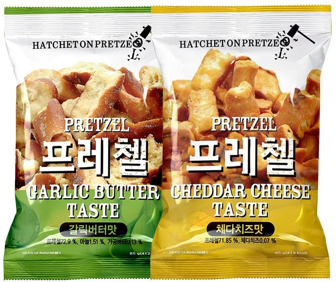 프레첼 갈릭버터맛10봉+체다치즈맛10봉, 85g, 20개