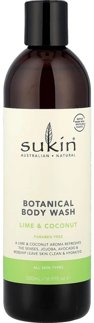 수킨 식물성 바디워시 모든 피부 타입용 라임 & 코코넛 향 500ml (16.91 fl oz) SKN-00431 - 쿠팡