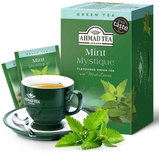 AHMAD TEA 아만 민트그린티 상쾌한 티백 학생 여름 콜드브루 티 영국 수입 해결, 1개