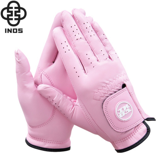 여성용 이노스골프 천연 올양피 양손 골프장갑, 1개, 핑크