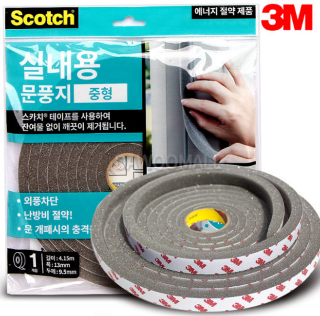 3M 스카치 실내용 문풍지 우풍차단 테이프 중형, 4개, 벽면용