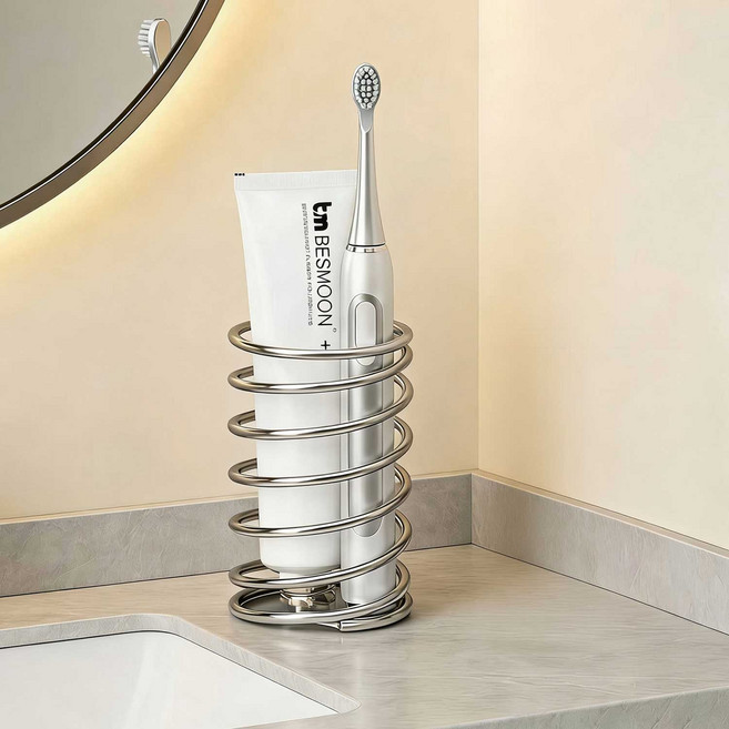 스텐 스프링 칫솔꽂이 물빠짐 칫솔 거치대 미니멀 욕실 칫솔 디스펜서, 소형, 1개