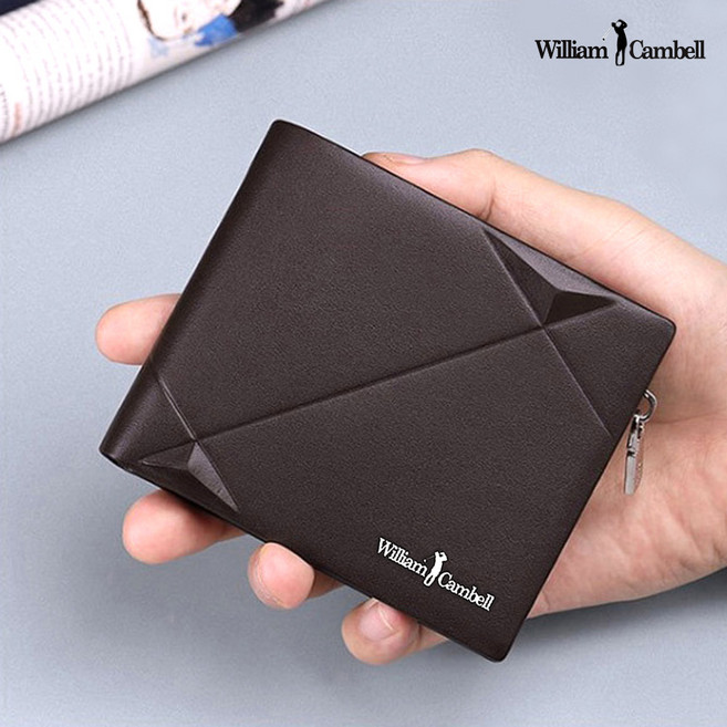 윌리엄캠벨 명품소가죽 남성지갑 반지갑 카드지갑 지퍼포켓 학생 동전 지갑 10카드 수납 P1563A