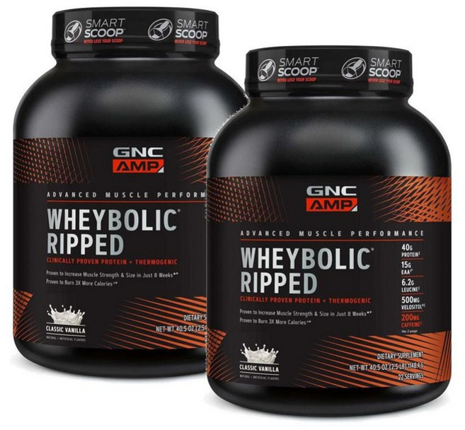 지엔씨 웨이볼릭 립드 프로틴 단백질 파우더 클래식 바닐라맛 GNC AMP Wheybolic Ripped, 2개, 1.148kg
