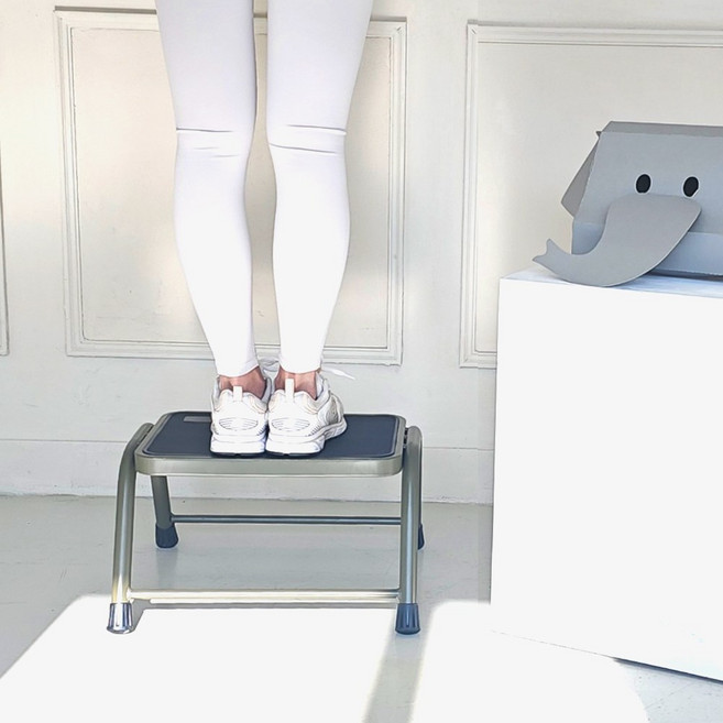 [리퍼] 코끼리리빙 스텝 스툴 계단 사다리 발판 1단 KFA-4325, all블랙, 1개