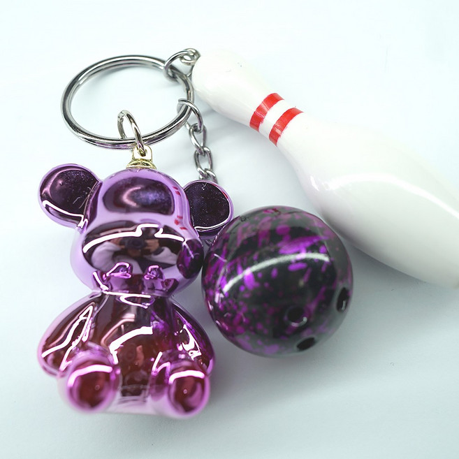 mcuru 키치X베어 볼링 키링 열쇠 가방고리, 퍼플