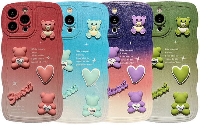 갤럭시s22 s21 플러스 울트라 곰돌이 하트 물결케이스