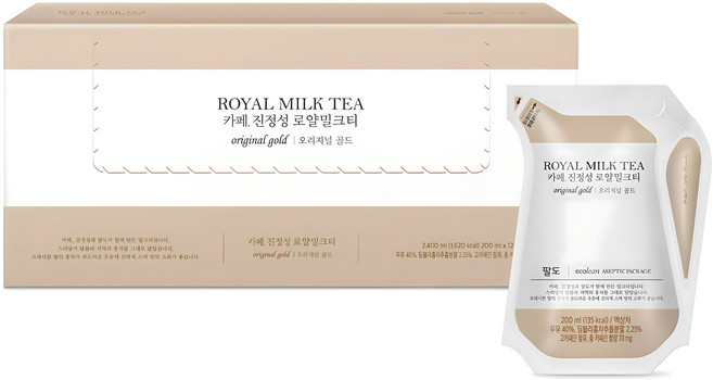 팔도 카페 진정성 로얄밀크티 오리지널 골드, 200ml, 12개