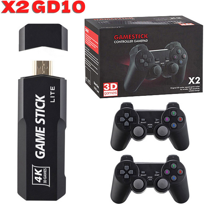 ANYOU 휴대용 4K 레트로 게임기 TV/컴퓨터/프로젝터 멀티디바이스 연결 20000종 게임과 복고패드 2개 포함, GD10