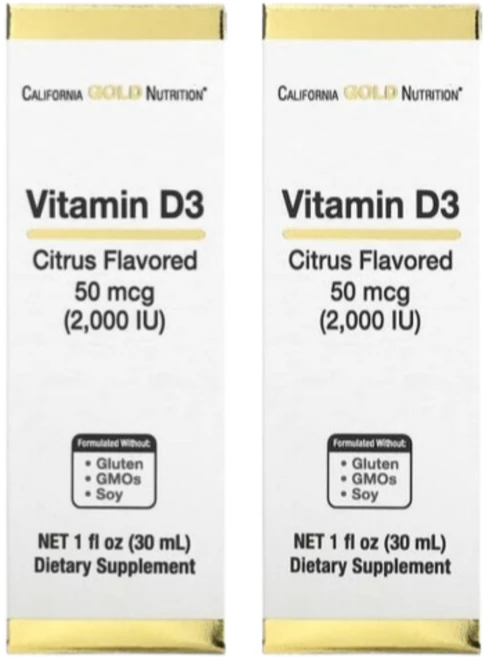 CGN 캘리포니아골드뉴트리션 비타민 D3 콜레칼시페롤 리퀴드 액상 2000IU 30ml, 2팩 - 쿠팡