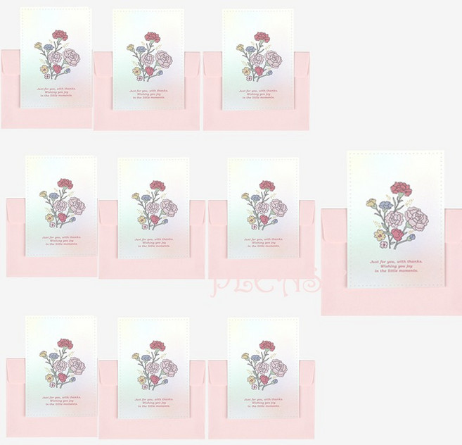 카네이션 카드 봉투 세트, 10개