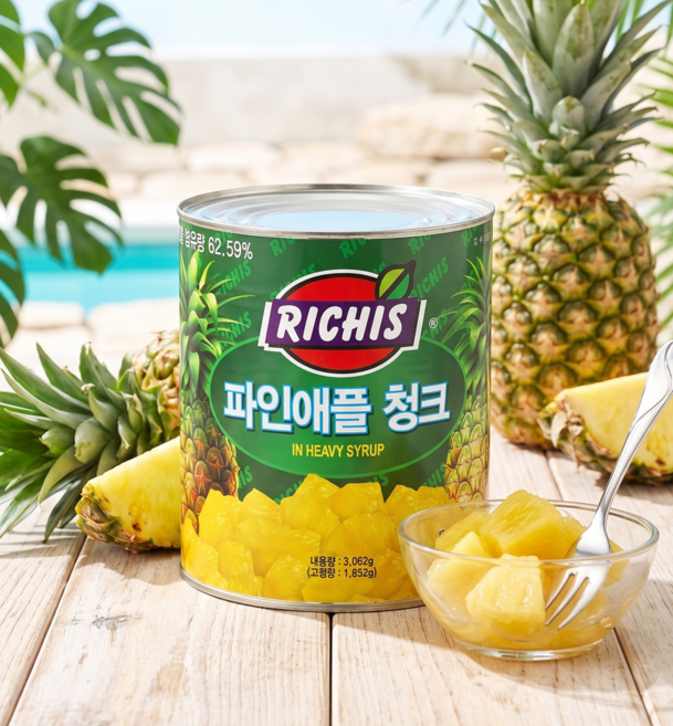리치스 파인애플 청크 통조림, 3.062kg, 1개