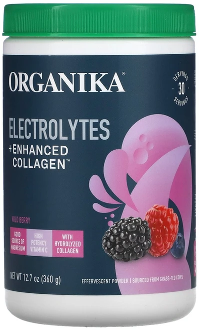 Organika Electrolytes + Enhanced Collagen Wild Berry 12.7 oz 360 g, 1개, 360g, 1개 - 쿠팡
