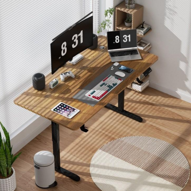 Fahomiss 전동 모션데스크 높이조절 스탠딩 책상 공부 사무용 컴퓨터책상, 월넛