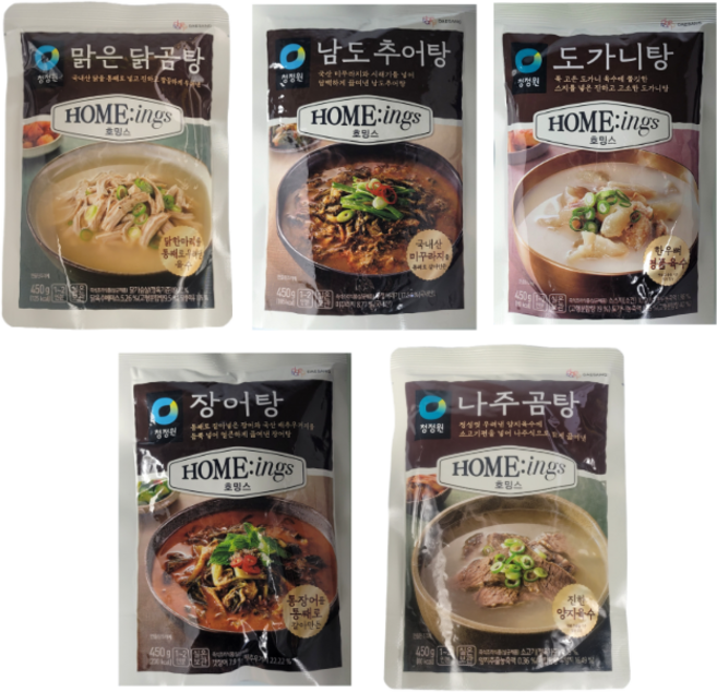 청정원 호밍스 든든한 보양 국탕 5종세트 (닭곰탕+추어탕+도가니탕+장어탕+나주곰탕), 450g