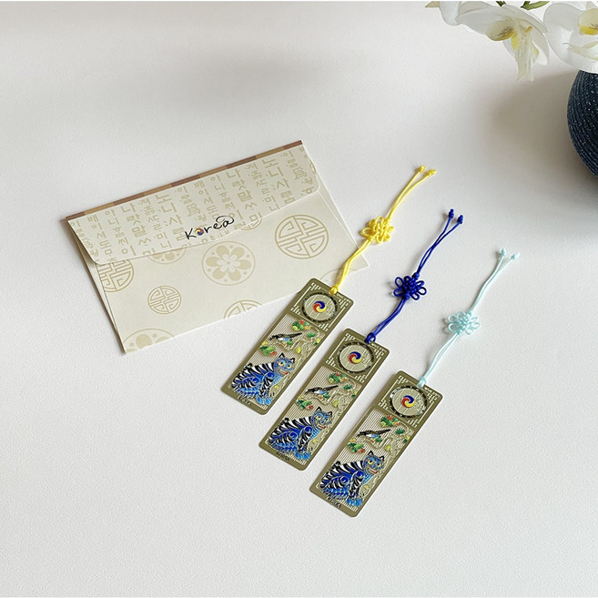 한국 전통기념품 까치와 호랑이북마크 외국인선물, 3개, 책갈피