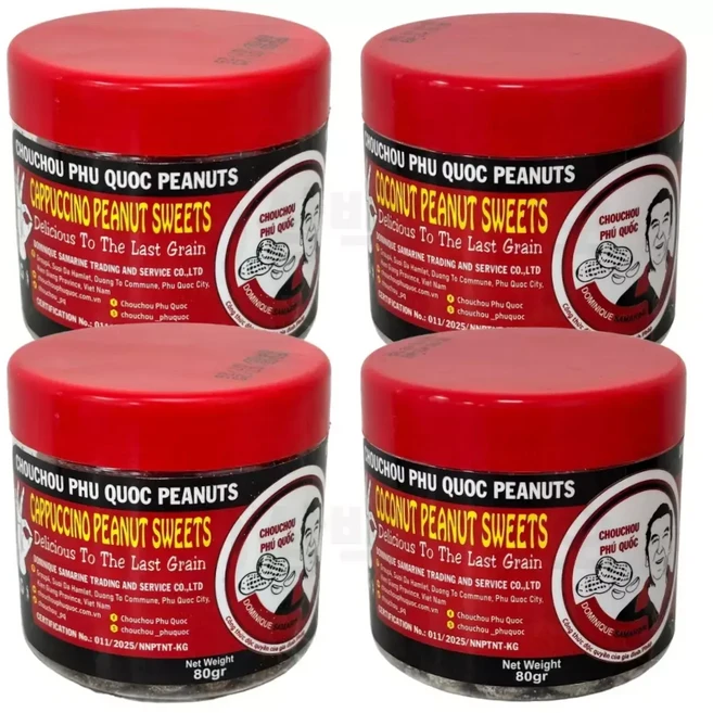 푸꾸옥 슈슈땅콩 베트남땅콩 슈슈 피넛스위트 카푸치노2+코코넛2 4개, 80g, 1세트