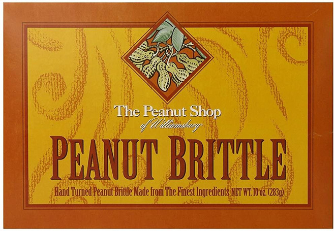 The Peanut Shop of Williamsburg Homestyle 브리틀 박스 윌리엄스버그의 구식 땅콩 캔디 구리 주전자에 손으로 당기는 땅콩 깨지기 쉬운 제품, 1개, 283g