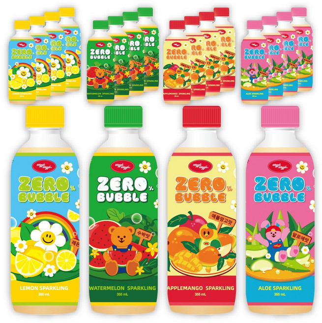 위글위글 X 블링부스터 스파클링 제로버블 4가지맛 혼합 (5병*4종), 20개, 355ml