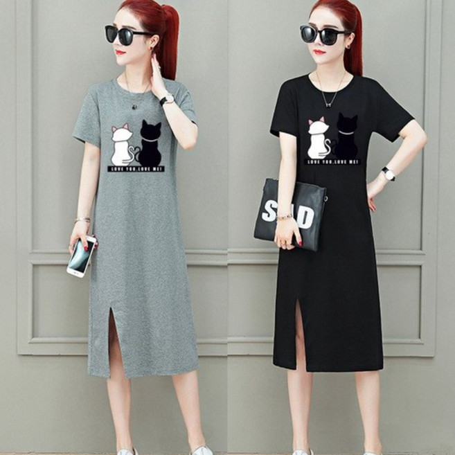 여성반팔티 반팔원피스 루즈핏 반팔 롱원피스