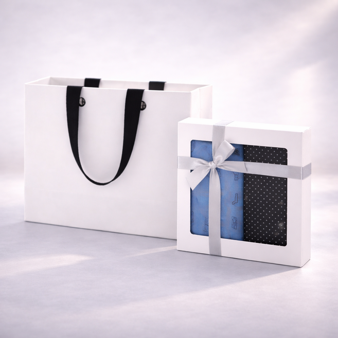 남성 손수건 선물세트 2매입 고급 포장 쇼핑백 포함 어버이날 스승의날 감사 선물