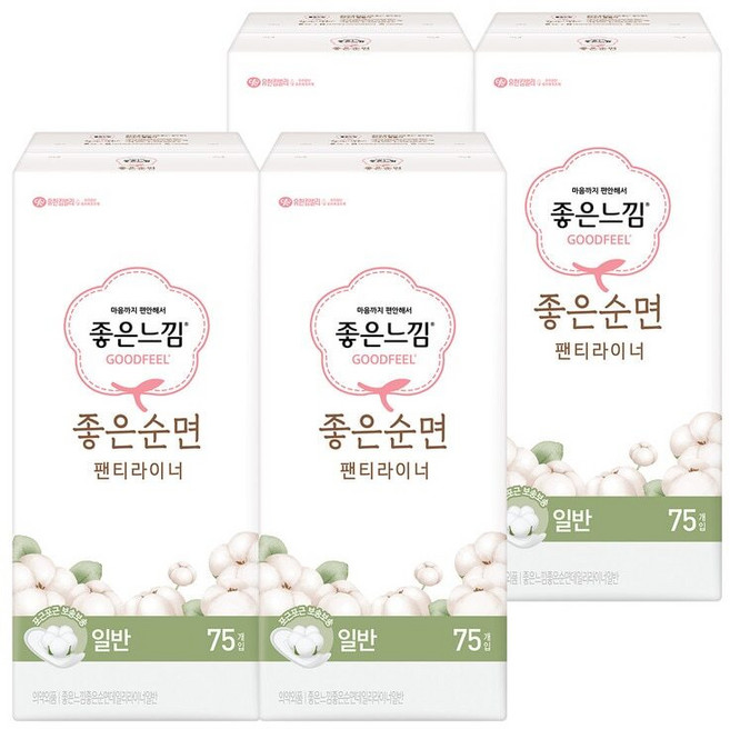 좋은느낌 좋은 순면 라이너 75개 x 4팩 - 일반, 75개입, 6세트