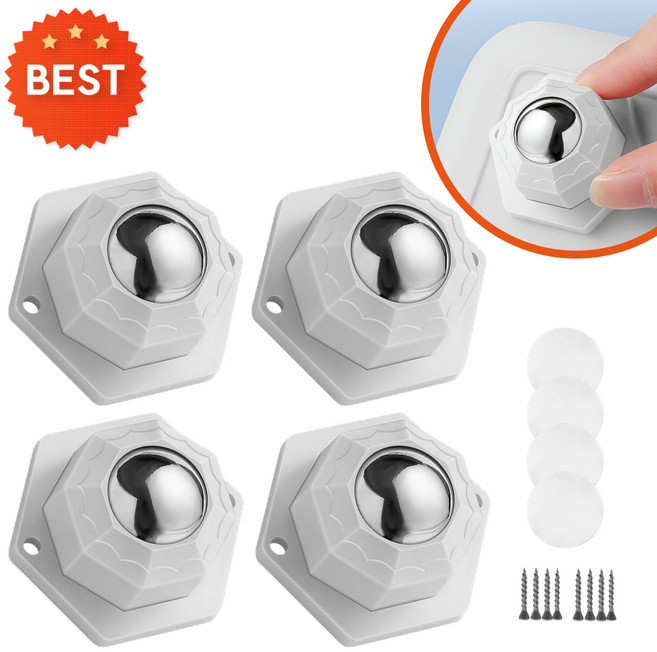 이동식 롤러 바퀴 하단 부착식 360도 회전, 4개, 화이트