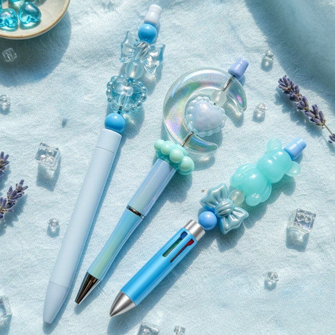 굿즈라이프 볼꾸 볼펜 꾸미기 비즈 파츠 재료 세트, 1세트, 블루문 3개