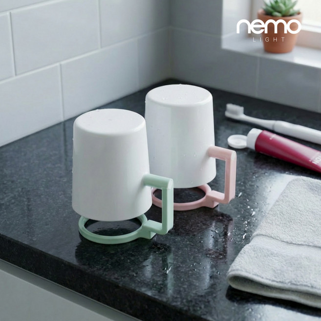 네모워터 거꾸로 회전 양치컵, 민트+핑크, 1세트