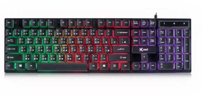 Knet SL500 104鍵 USB 電競 RGB 幻彩背光鍵盤, 黑, 一般