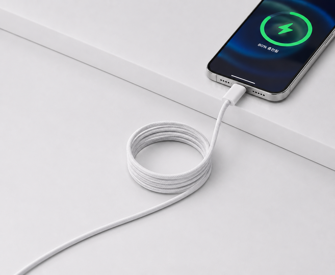 클레리브 C to C 고속충전 케이블 USB PD 지원, 1개, 화이트, 1m