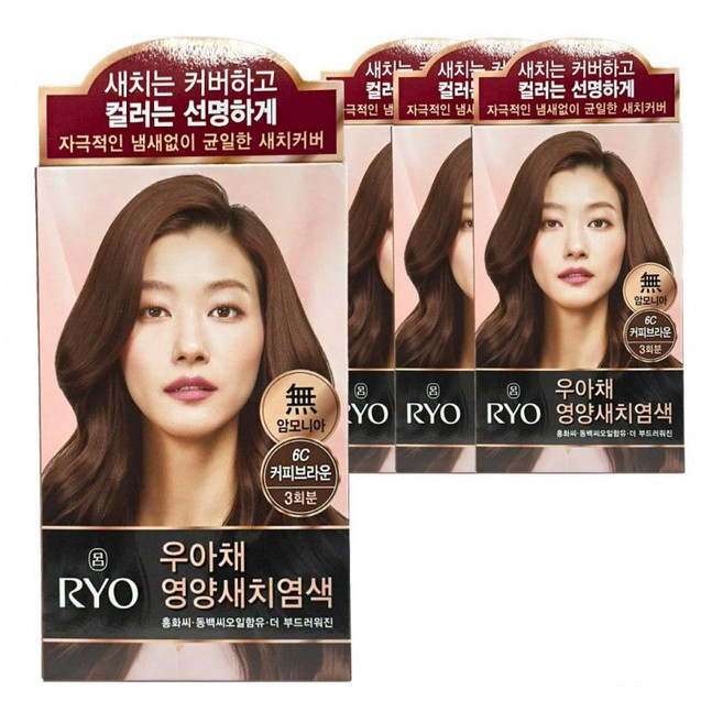 려 우아채 영양 멋내기 새치 크림 염색약 6C 커피 4개, 커피브라운