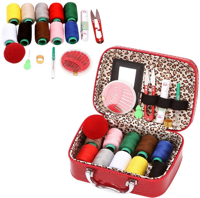 별오점 가정용 반짇고리 반짇고리 바느질 실 세트, 레드, 1개