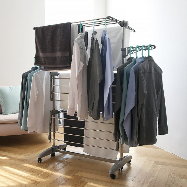 국산 바퀴달린 이동식 접이식 이불 빨래 건조대 6단 대형, 이동 접이식 빨래 건조대 6단, 상세페이지 참조