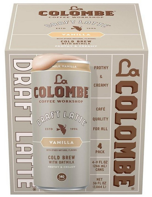 La Colombe 오트밀크 커피 - 드래프트 라떼 바닐라 266ml(9FL 온스) (4팩), 266ml