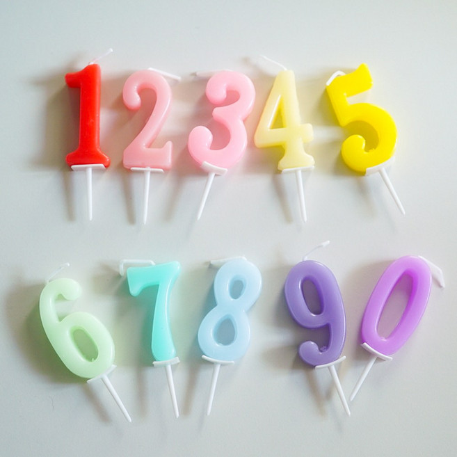 디어플레이스 생일 숫자초 케이크초 기념일 0-9 10종, 1세트, 파스텔
