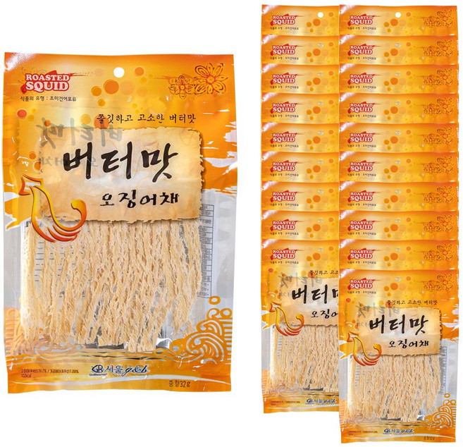 서울지앤비 버터맛 오징어채, 32g, 10개