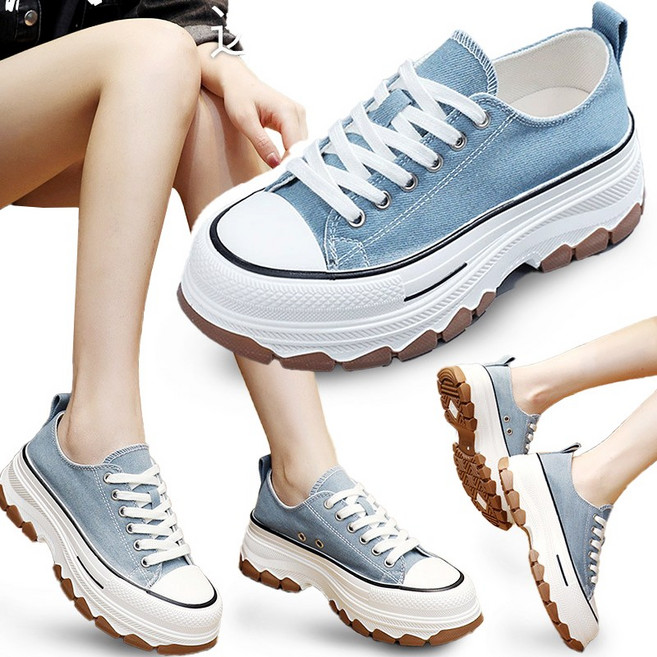 스토리원 여성 데님 캔버스 키높이 플랫폼 스니커즈 SH-WSN-BR301